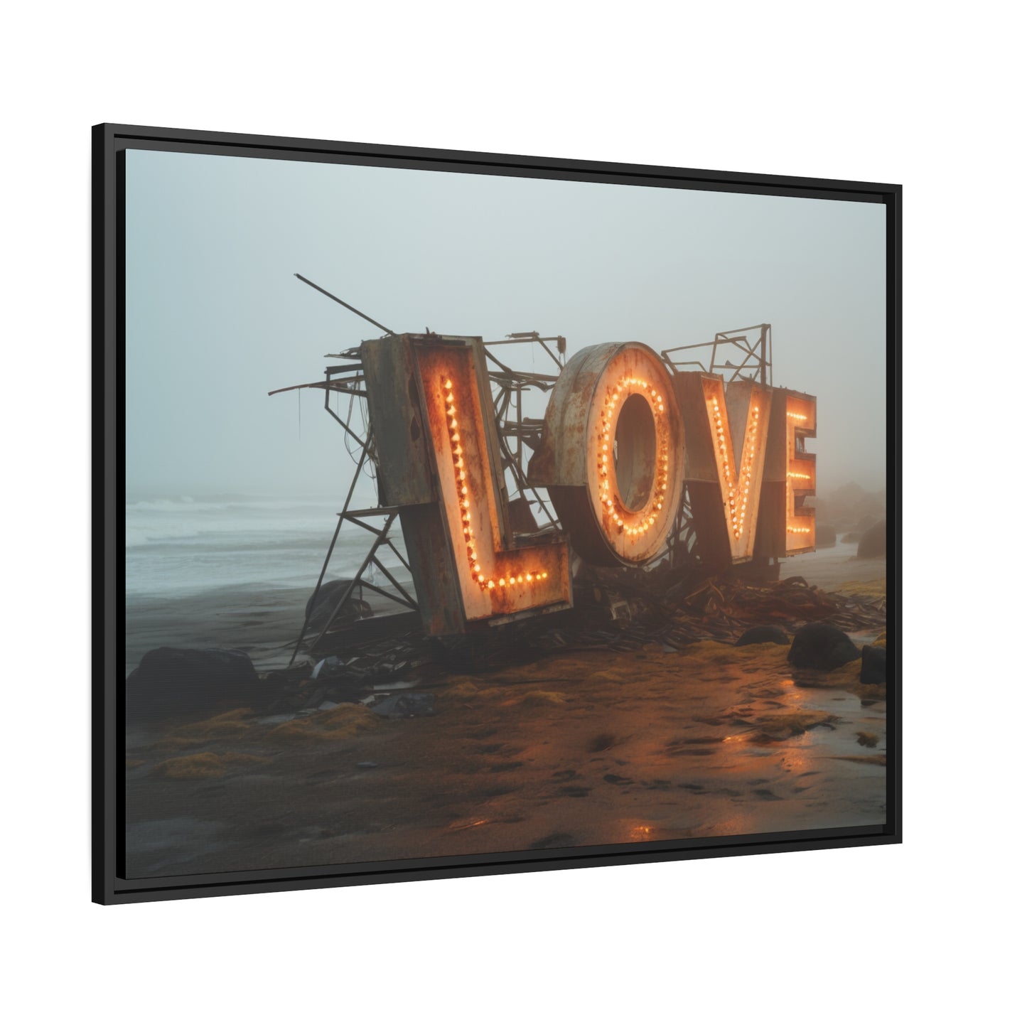 Fine art Framed Canvas print - Matte Canvas with a Black Frame - Surreal LOVE sign wall decor