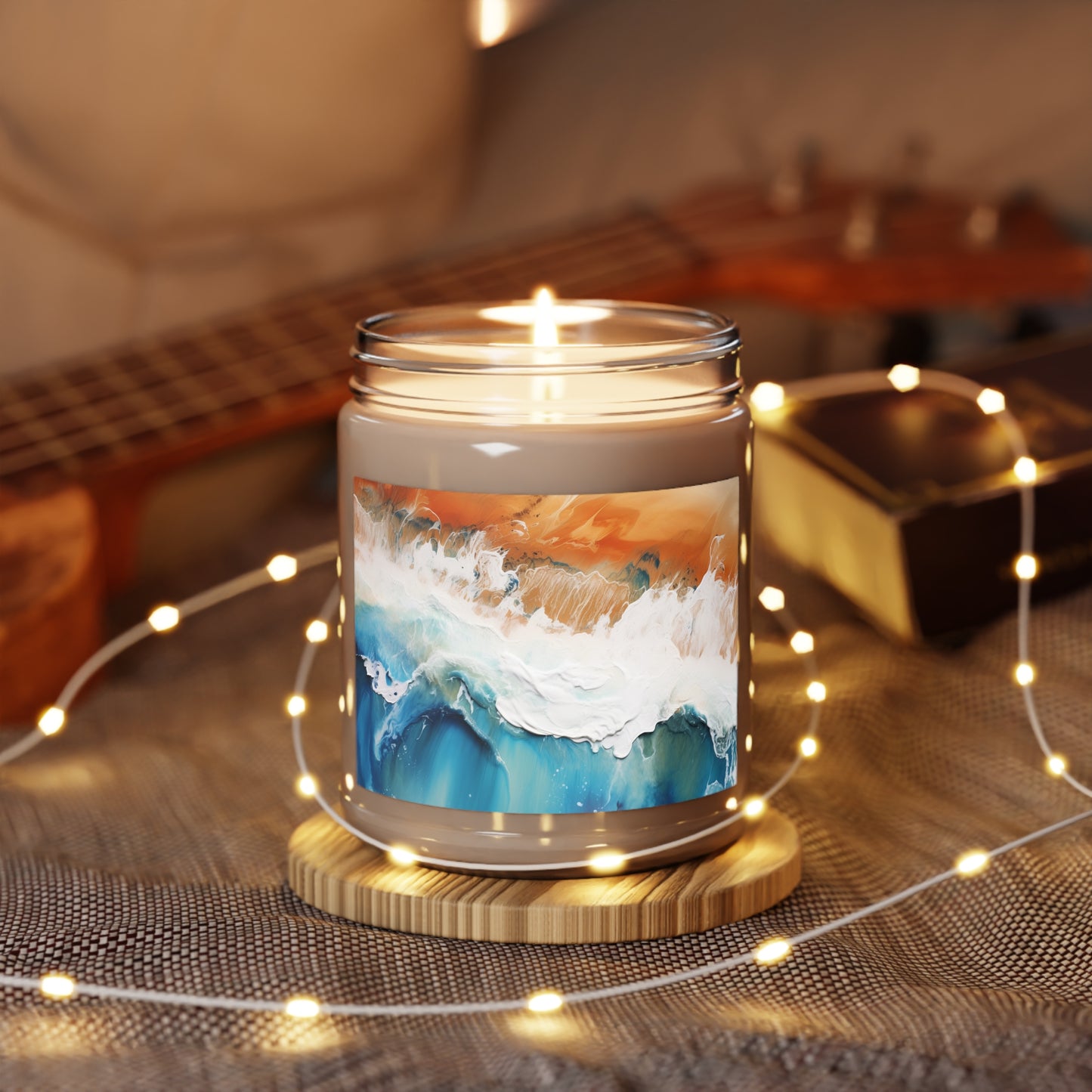 Scented 9oz. Candle - Coastal inspired beach design, with 3 scent options