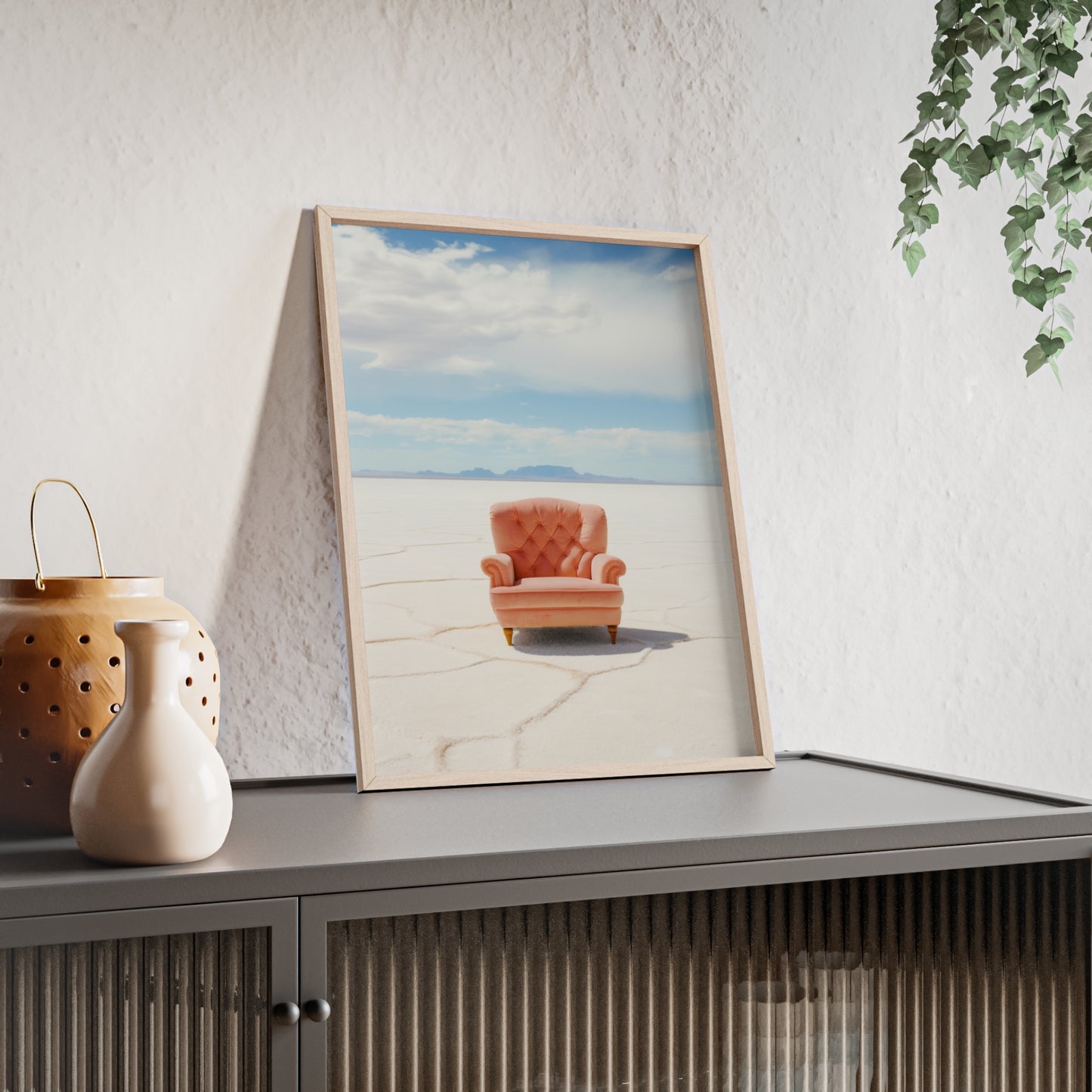 Minimalist mid century modern framed print, modern pink chair, Framed Mid Century modern wall decor, Interior Designer decor gift