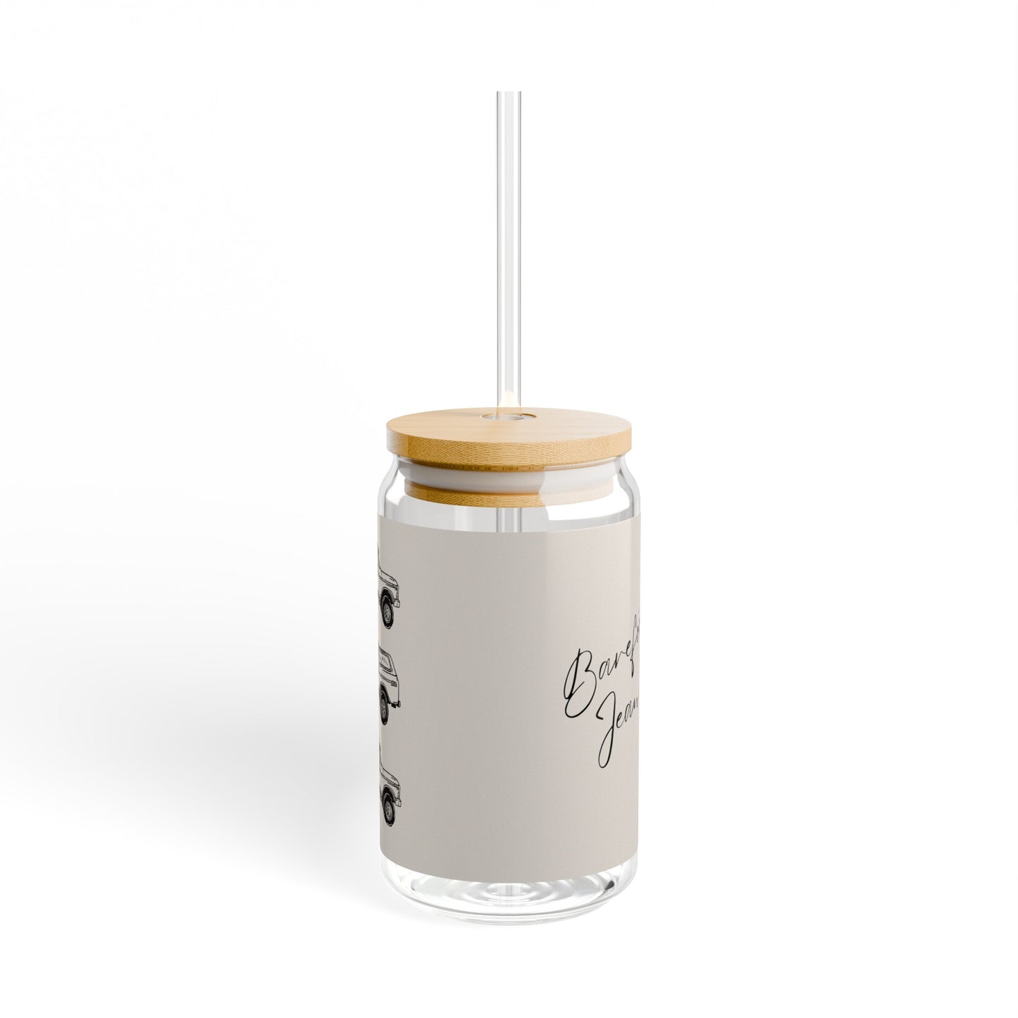 Summer Glass Jar, Country Nights, Iced Coffee, Sipper Glass, 16oz Iced Drink Beverage Glass
