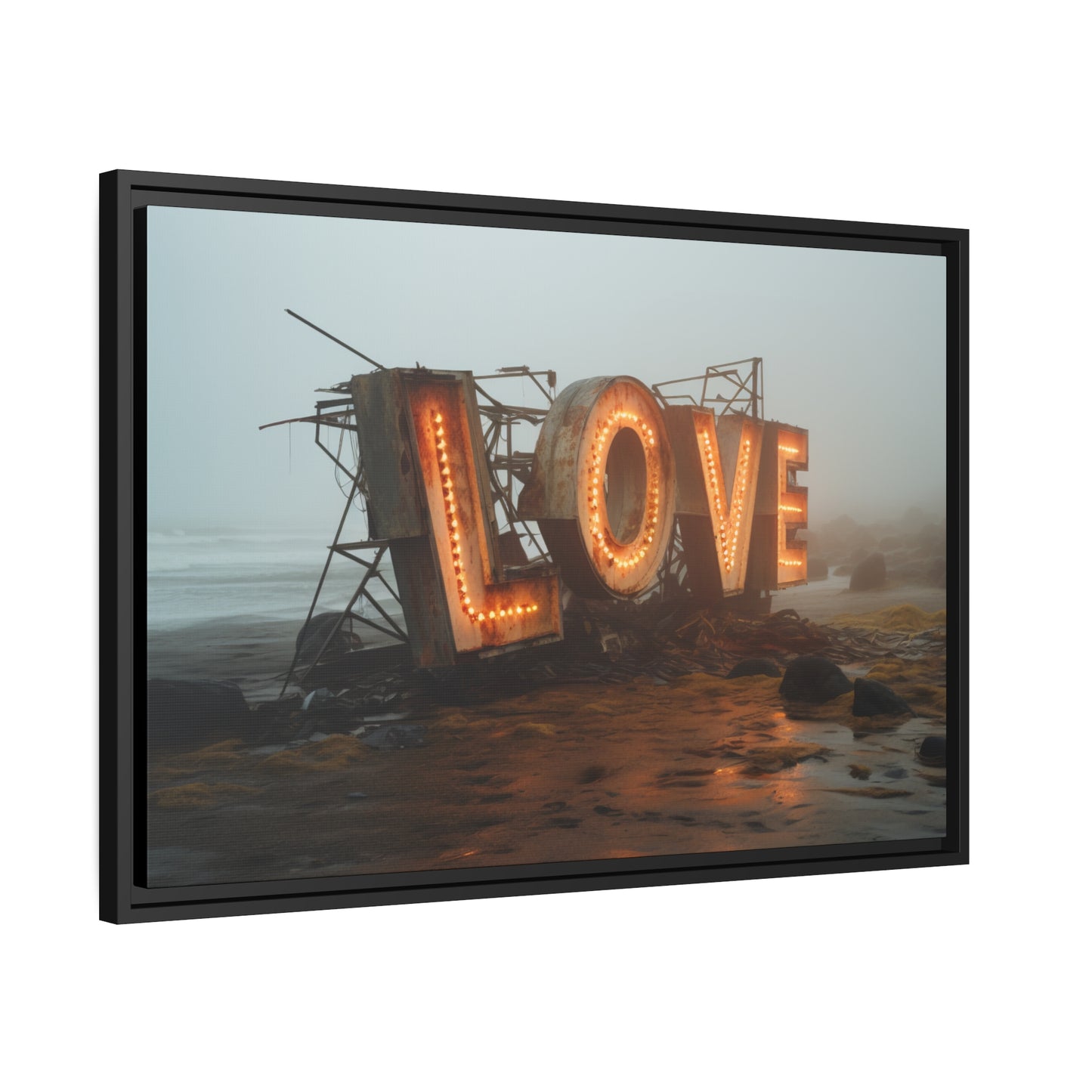 Fine art Framed Canvas print - Matte Canvas with a Black Frame - Surreal LOVE sign wall decor