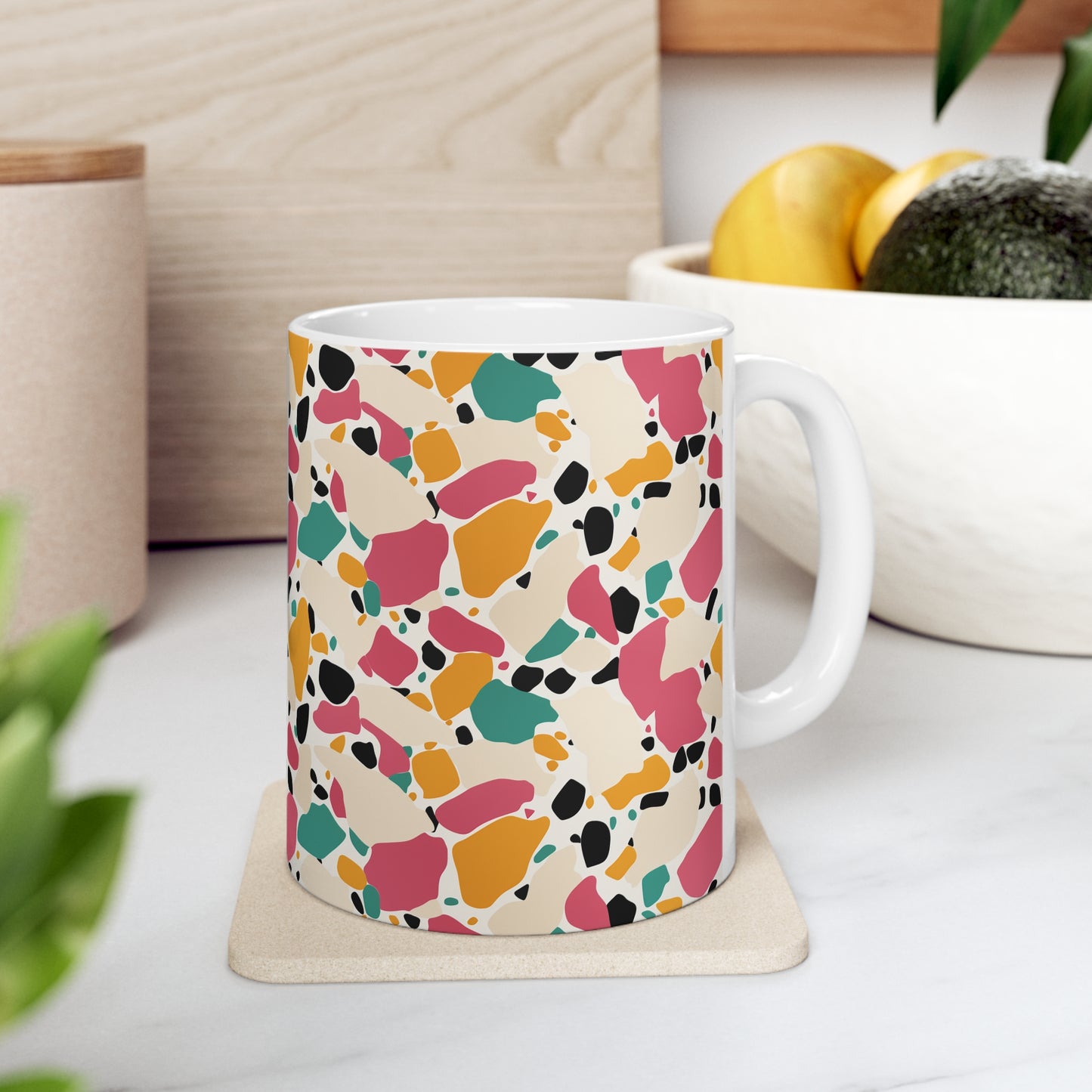 Terrazo Coffee Mug 11oz Designer Gift Mug for coffee tea hot cocoa, perfect for the artist or designer in your life