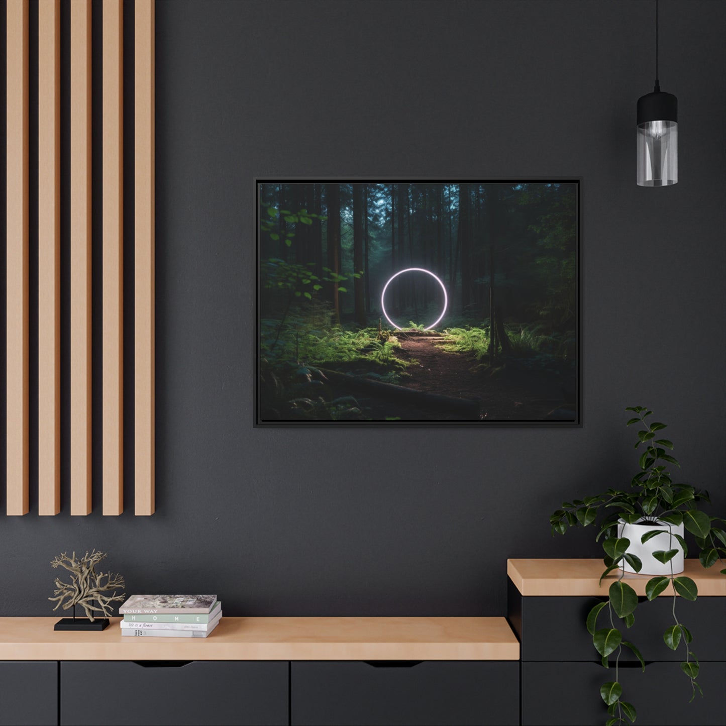 Fine art Framed Canvas print - Matte Canvas with a Black Frame - Surreal Forest Scene wall decor
