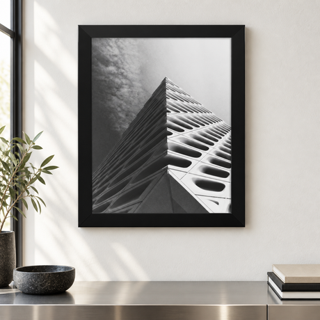 Modern Architecture — Framed Black & White Photography Print in a styled interior mockup; furnishings not included.