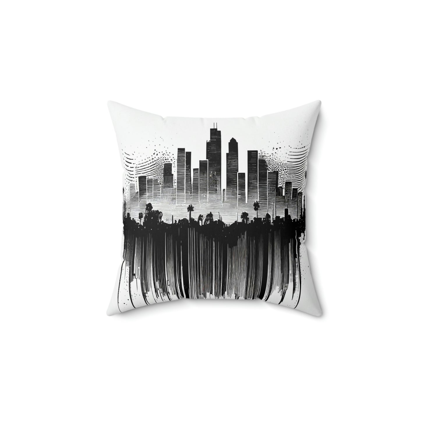 Urban city skyline - Spun Polyester Square Pillow Case