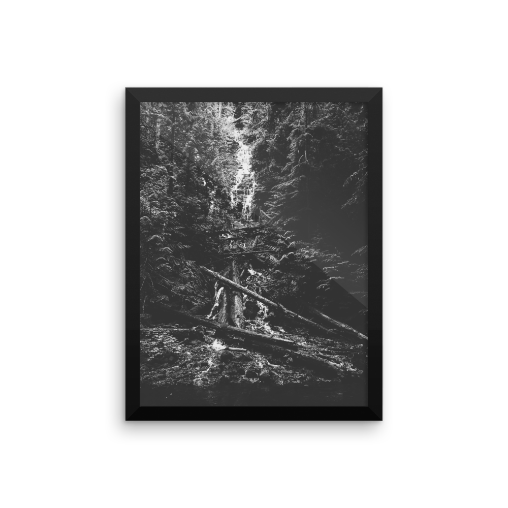 Framed photo print of a mysterious waterfall in Oregon