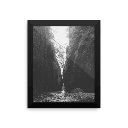 Framed B+W Print of Oneonta Gorge in Oregon