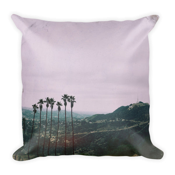 LA Palms + Hollywood sign Throw Pillow