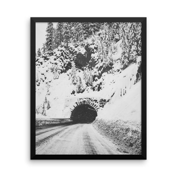 B+W "snowy tunnel" framed photo print – Remarque Decor