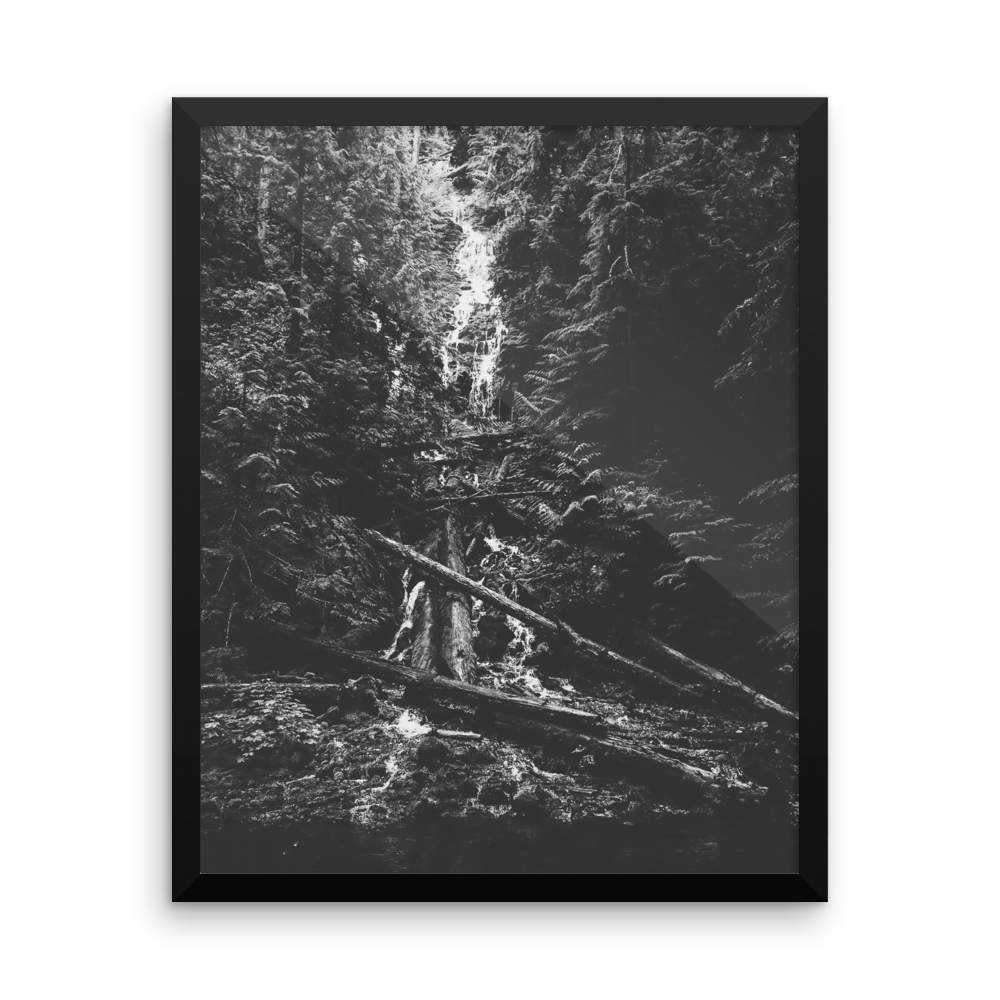 Framed photo print of a mysterious waterfall in Oregon