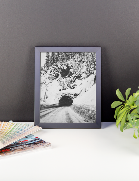 B+W "snowy tunnel" framed photo print – Remarque Decor