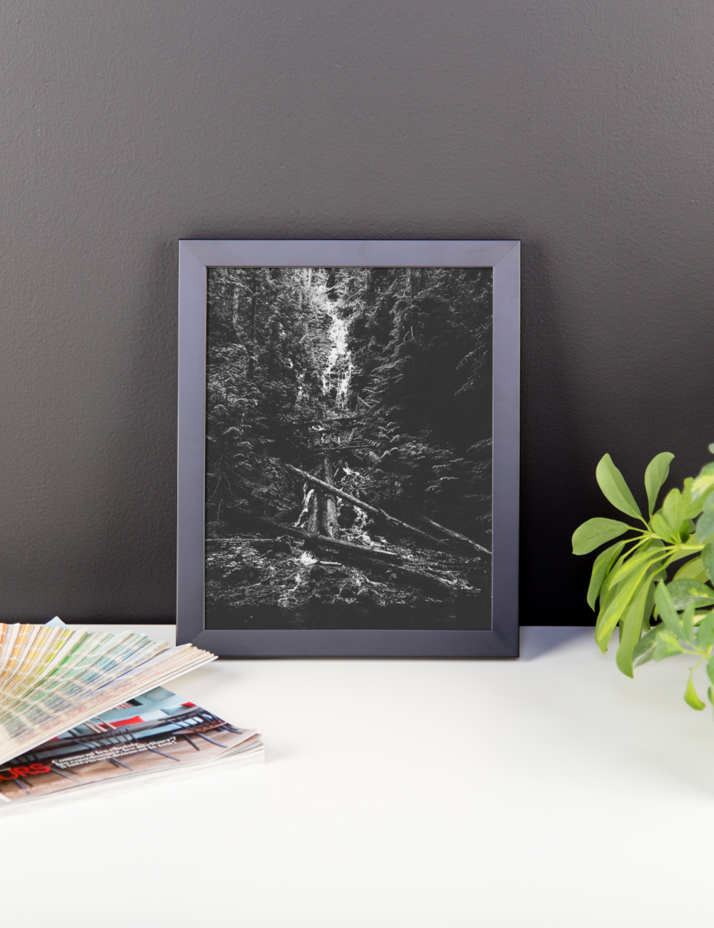 Framed photo print of a mysterious waterfall in Oregon