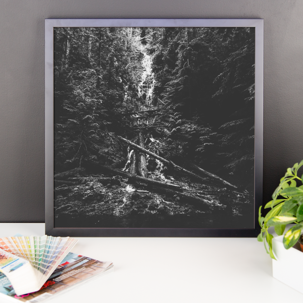 Framed photo print of a mysterious waterfall in Oregon