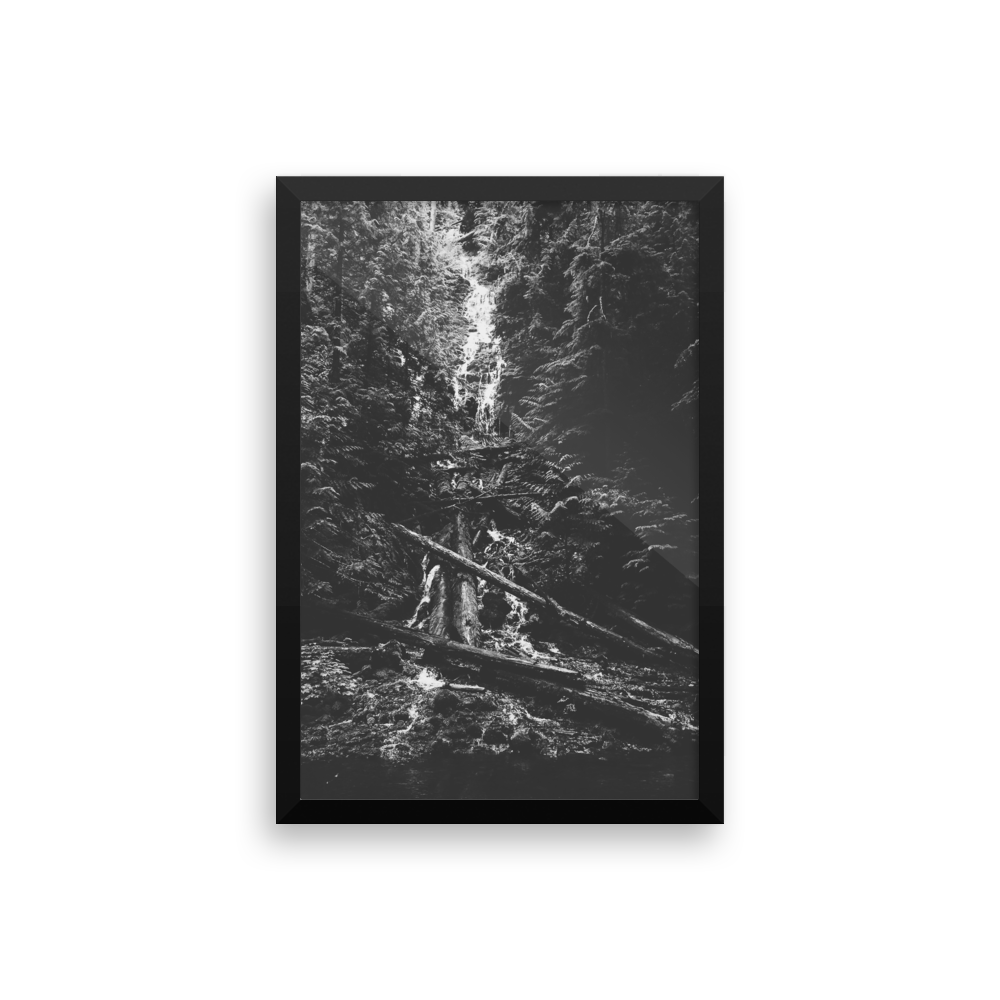 Framed photo print of a mysterious waterfall in Oregon