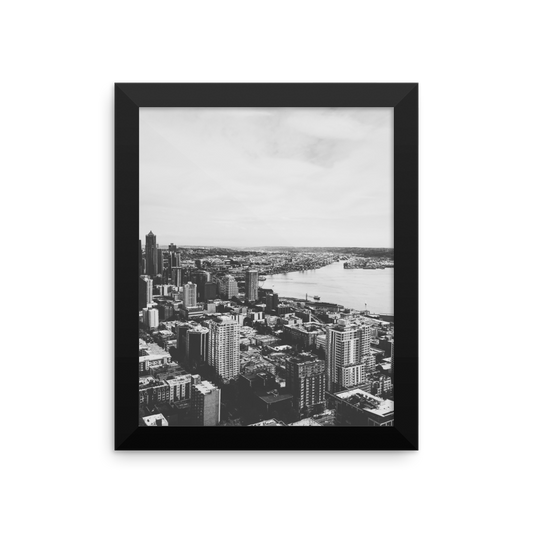 Framed B+W print of the Seattle skyline
