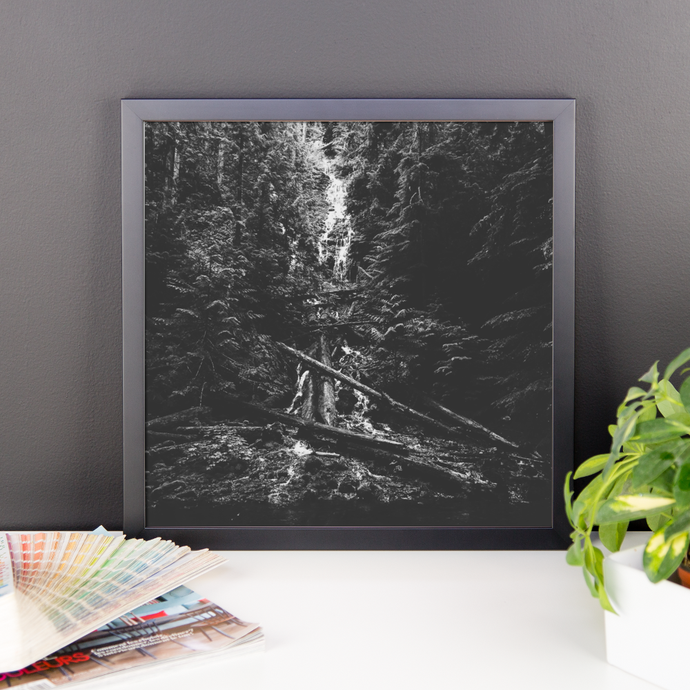 Framed photo print of a mysterious waterfall in Oregon
